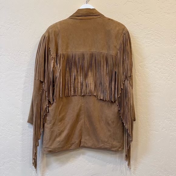 Vintage Western Open Front Super Soft Tan Suade Boho Jacket - Picture 12 of 17